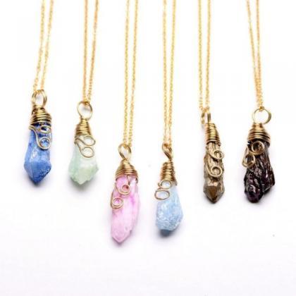 Handmade Natural Crystal Stone Pendant Necklace