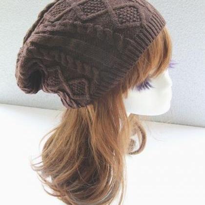 Girl Fashion Brown Winter Warm Knitted Hat