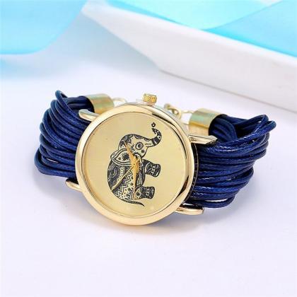 Dress Bracelet Elephant Logo Fashion Blue Watch