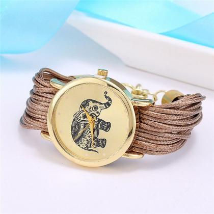 Dress Bracelet Elephant Logo Fashion Brown Watch