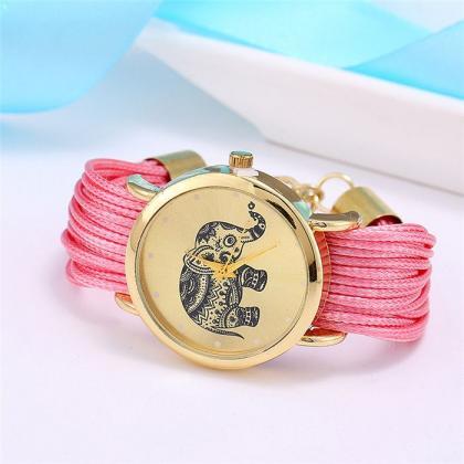 Dress Bracelet Elephant Logo Fashion Pink Watch