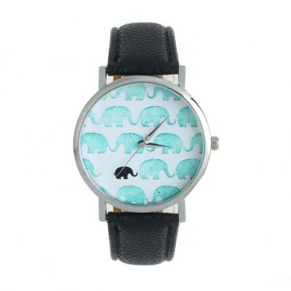 Teen Elephants Display Cool Unisex Black Watch
