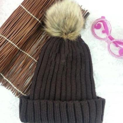 Winter Warm Snow Fun Knitted Cotton Brown Woman..