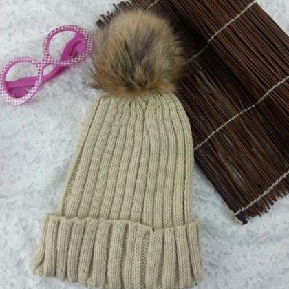 Winter Warm Snow Fun Knitted Cotton Beige Woman..