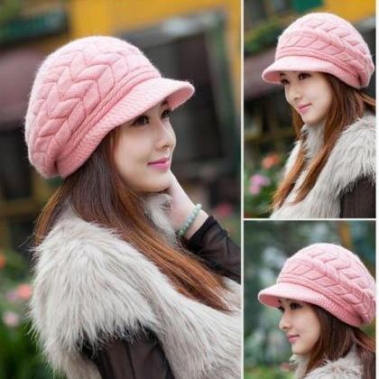 Winter Beanies Knitted Fashion Woman Pink Woman..