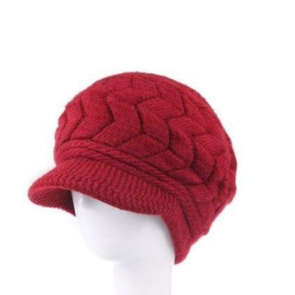 Winter Beanies Knitted Fashion Woman Wine Red..