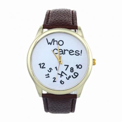Who Cares Teen Fashion Casual Wristwatch Brown..