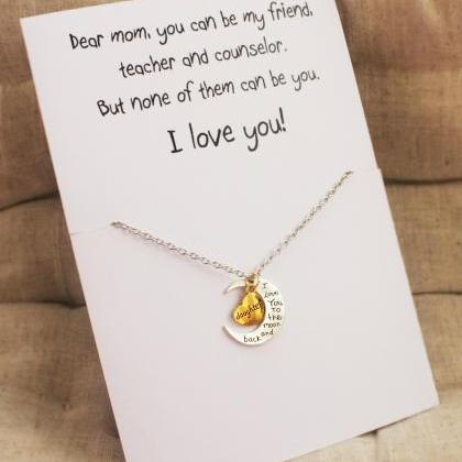 Love You Mom Woman Pendant Stone Necklace