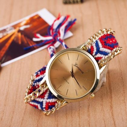 Colorful Band Hippie Wrist Watch Unisex Gift..
