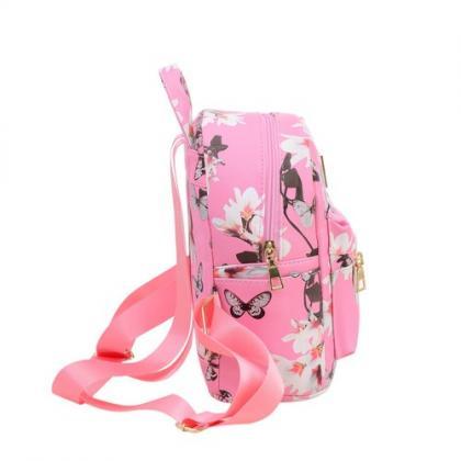 Floral Pu Leather Pink School Girl Fashion Woman..
