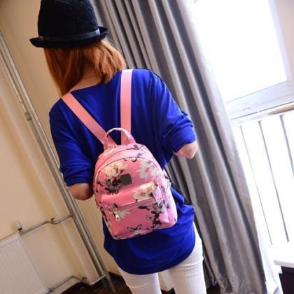 Floral Pu Leather Pink School Girl Fashion Woman..