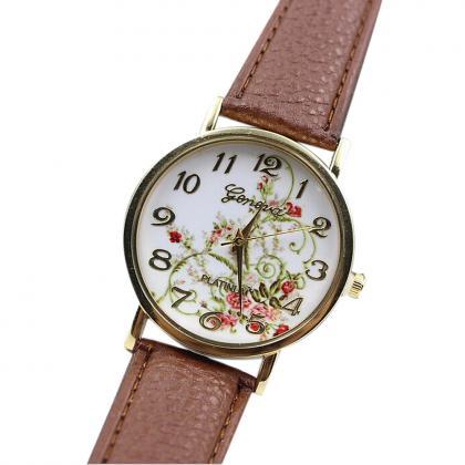Wristwatches Floral Fashion Case Quartz Women..