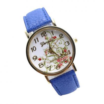 Wristwatch Floral Fashion Case Quartz Women Casual..