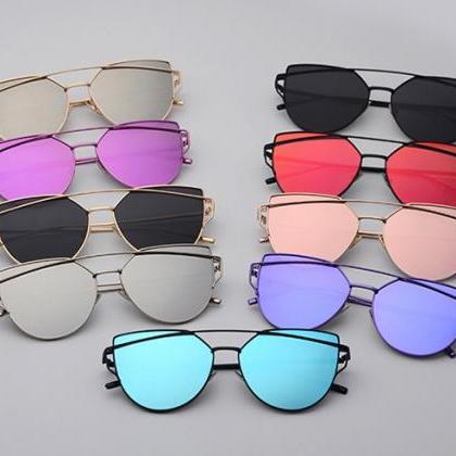Rose-blue Lenses Cat Eye Sunglasses Women..