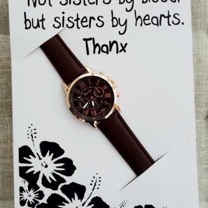 Thank You Sister Gift Card Woman Brown Pu Leather..
