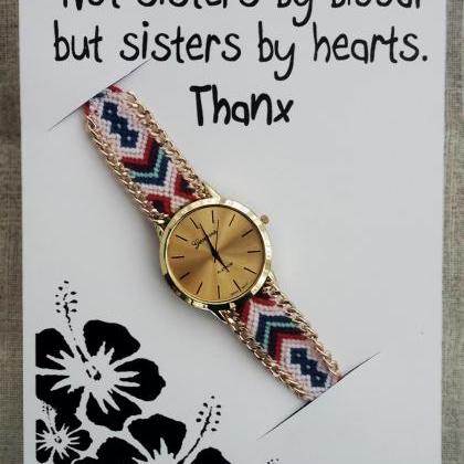 Sisters By Hearts Gift Card Friendship Band Gift..