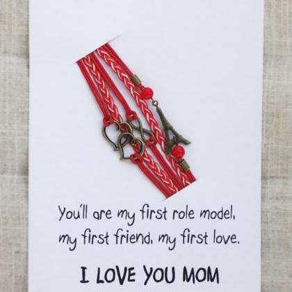 I Love You Mom Gift Card Unisex Double Hearts..
