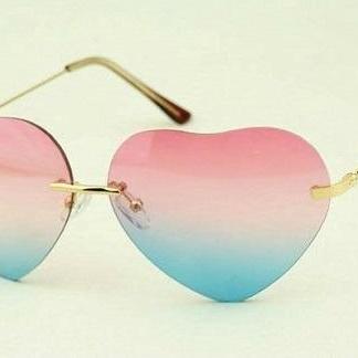 Sweet love heart pink-blue woman sunglasses