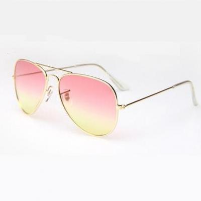 Pink-yellow lenses aviator girl fashion sunglasses
