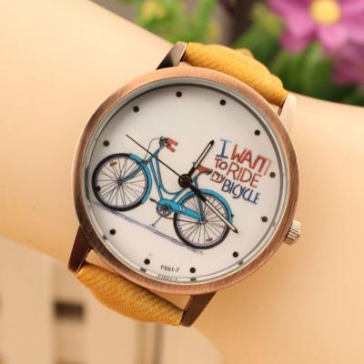 I want to ride bicycle unisex yellow strap teen watch
