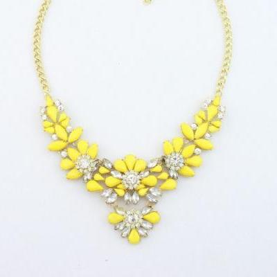 Dress rhinestones yellow prom night special woman necklace