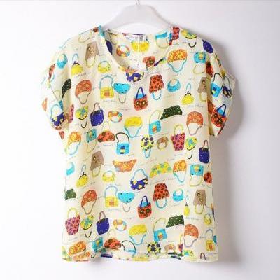 Purses fashion Shirt Print summer Tee Girl Top