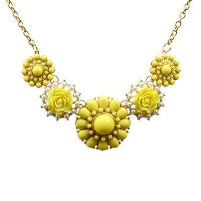 Flower pendants anniversary fashion yellow woman necklace