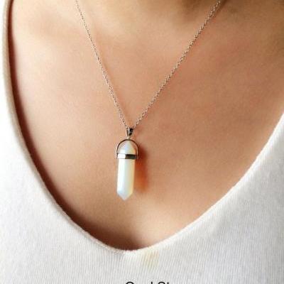 Water Drop Pendant Opal Stone Woman Necklace