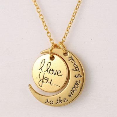 Gold color love you to the moon and back necklace