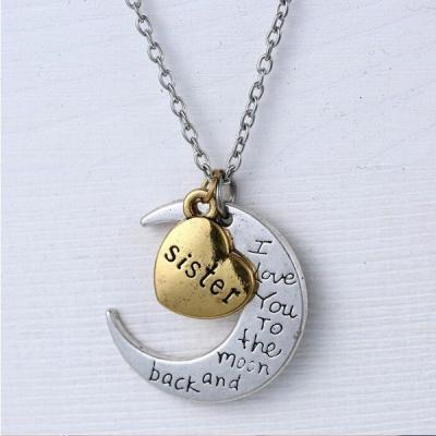 Sister I love you to the moon and back necklace