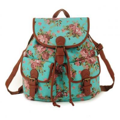 Cute school fashion blue floral girl backpack