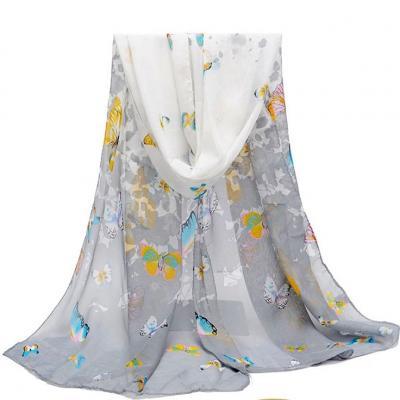 Butterfly autumn grey fashion colorful woman scarf