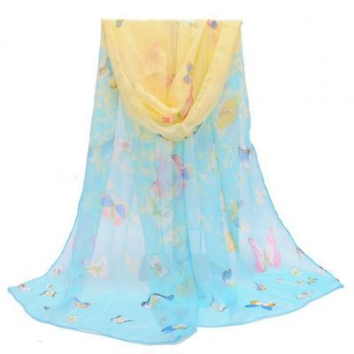 Butterfly autumn blue fashion colorful woman scarf