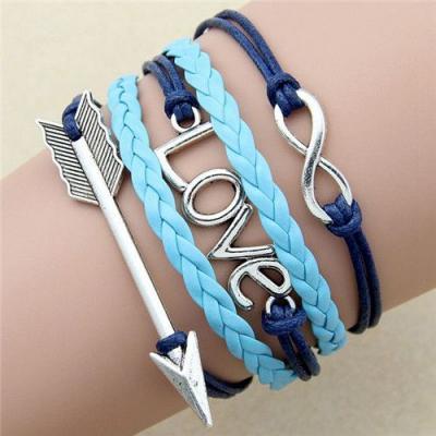 Arrows of love blue charm unisex bracelet