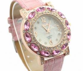 Luxury Elegant Rhinestones Pink Watch on Luulla