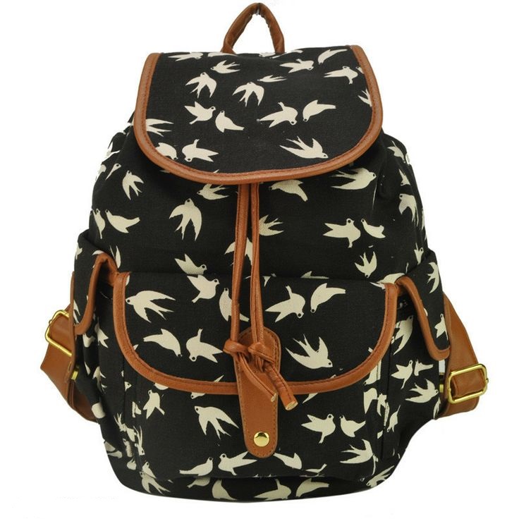 Bird Print Backpack Graphic Canvas Backpack Girl Backpack