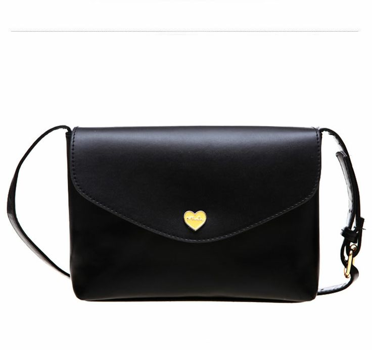 Envelope Heart Black Button Woman Handbag