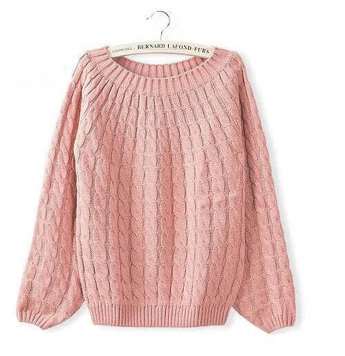 Winter Sweater Wool O-neck Sweater Fashion Sweater Pink Sweater Pullover