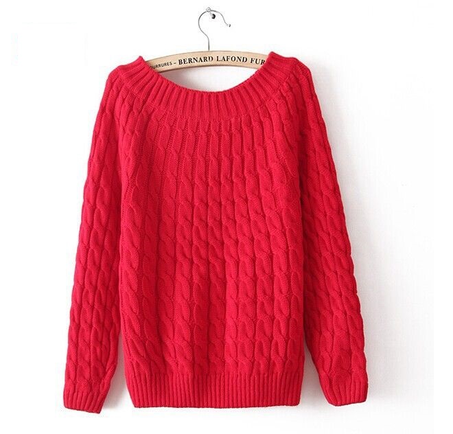 Winter Sweater Wool O-neck Fashion Red Pullover on Luulla