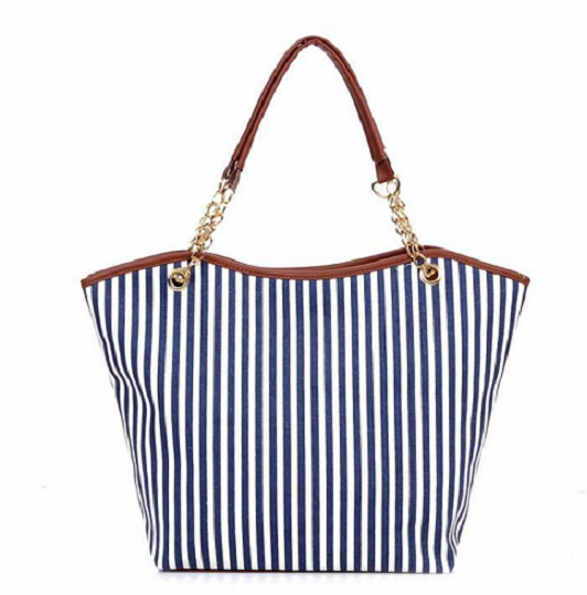 Stripes design pattern canvas woman handbag