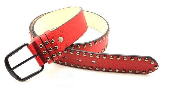Fashion Metal Rivets Woman Red Belt