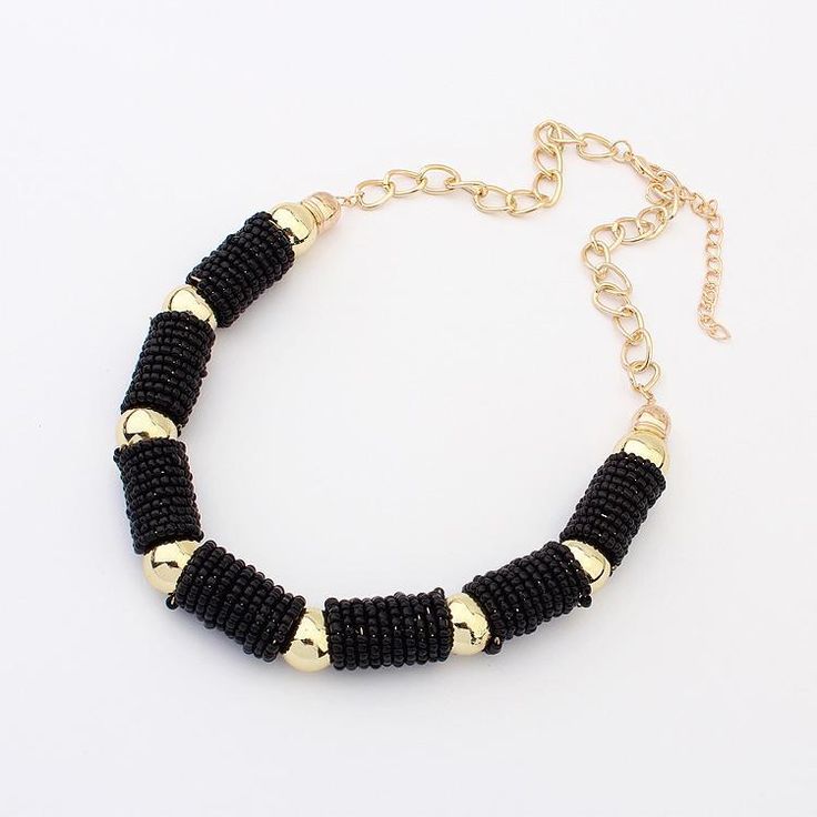 Statement Beads Fashion Woman Black Jewelry Necklace