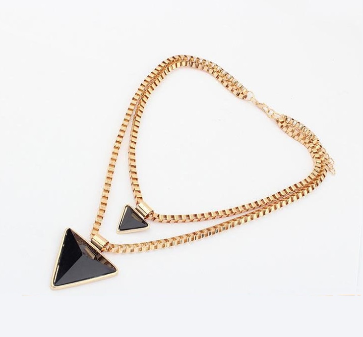 Triangle Black Pendants Chain Jewelry Woman Necklace