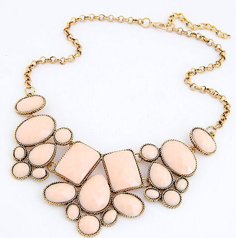 Vintage Jewelry Statement Fashion Pink Woman Necklace