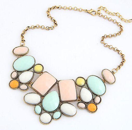 Vintage Jewelry Statement Fashion Colorful Woman Necklace