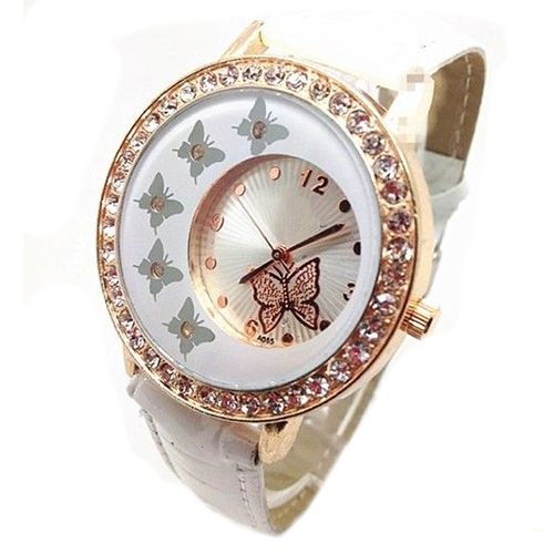 Butterfly Rhinestones Small Face Dress White Girl Watch on Luulla