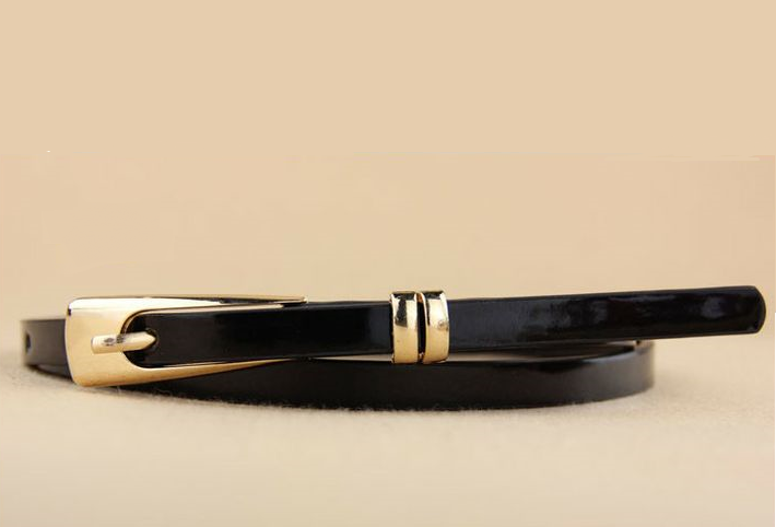 Friends and Family gift black thin leather woman belt