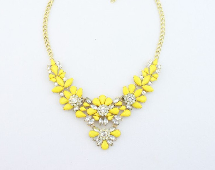 Dress Rhinestones Yellow Prom Night Special Woman Necklace