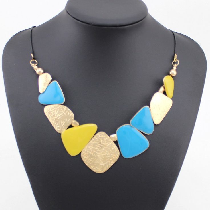 Antic Style Blue-yellow Friend Gift Woman Fashion Necklace