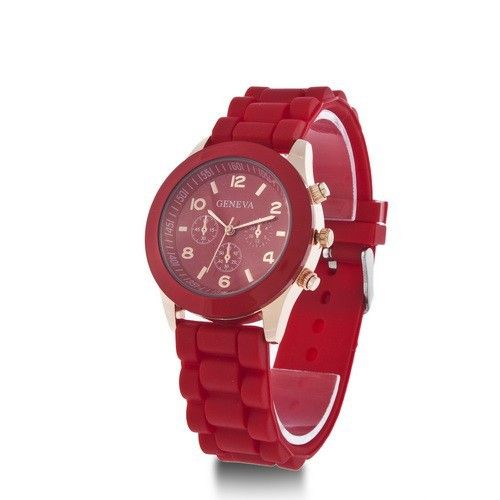 Rubber Strap Red Casual Quartz Woman Watch